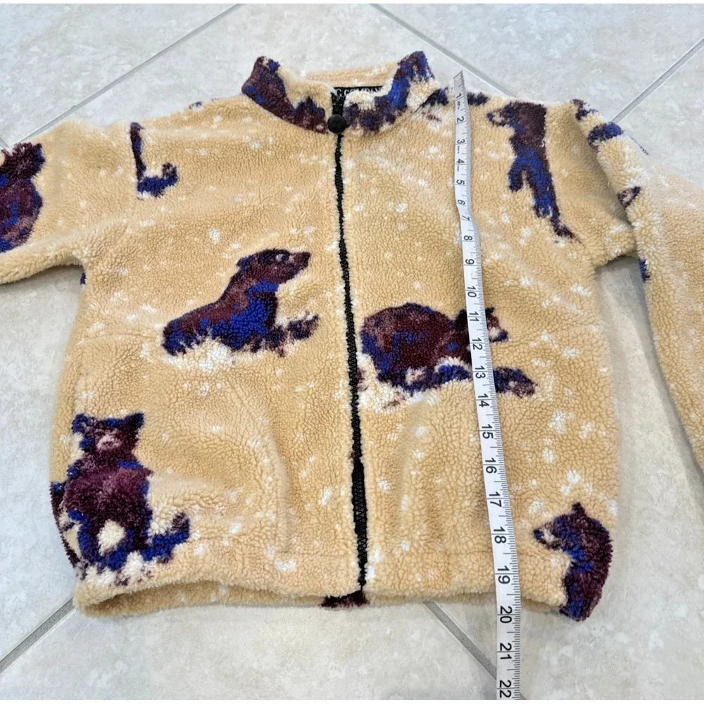 VTG RARE Kids Outback Trading Company Fleece‎ Jacket Bear Print Full Zip Size M